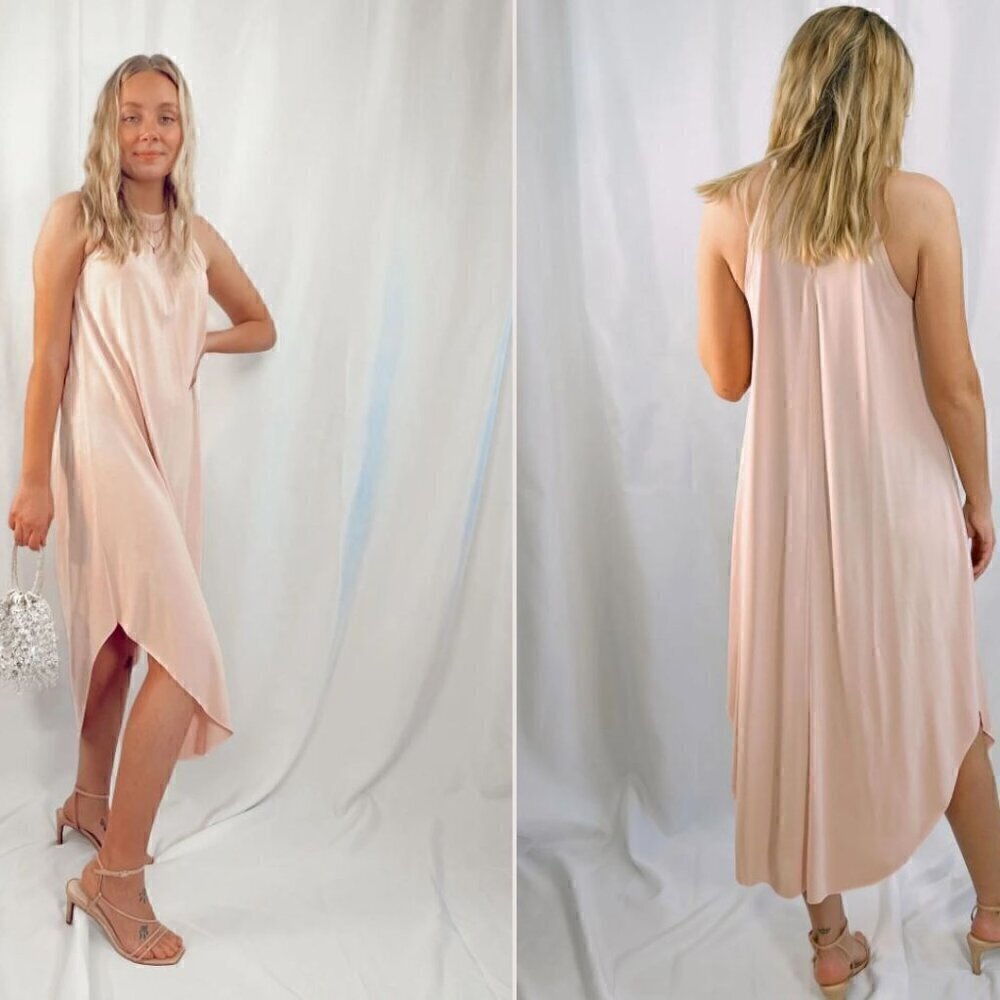 New! Blush pink halter dress with keyhole back stretchy and flowing fairy soft - Picture 2 of 6